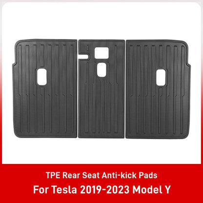 For Tesla Model Y / 3 2019-2023 Full Coverage Rear Trunk Mats TPE Rear Seat Backrest Protective Pad Cargo Liner Anti-Kick Pad
