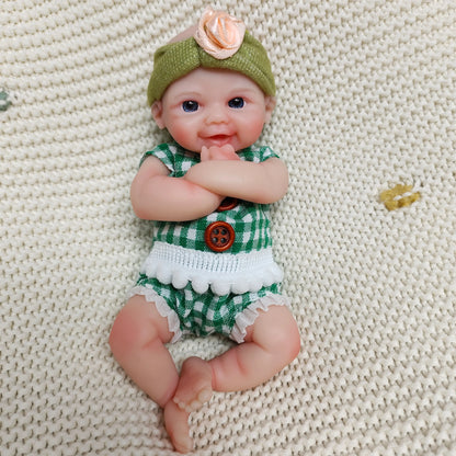 6 Inch/15cm Washable Mini Vivienne Full Silicone Reborn Girl Doll, Painted Realistic Skin, Soft Lifelike Bebe Reborn De Silicona