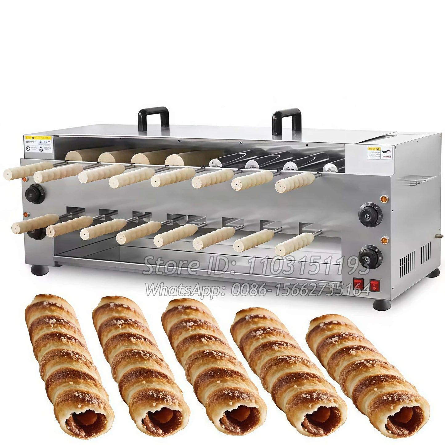 Commercial 16pcs Chimney Cake Roller Machine Gas and Electric Gas Chimney Cake Kurtos Kalacs Gas Oven Trdelnik Grill Machine