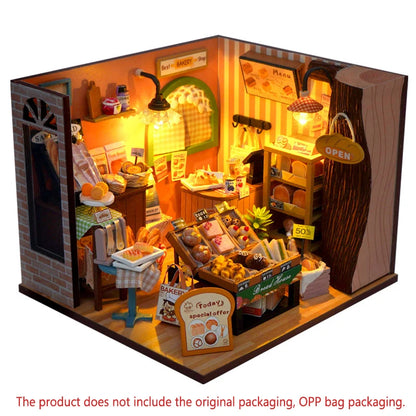 New Diy Doll Miniature House Kit Wooden Casa Dollhouse Furniture Light Home Handmade Assembly Miniature Toys Birthday Gifts