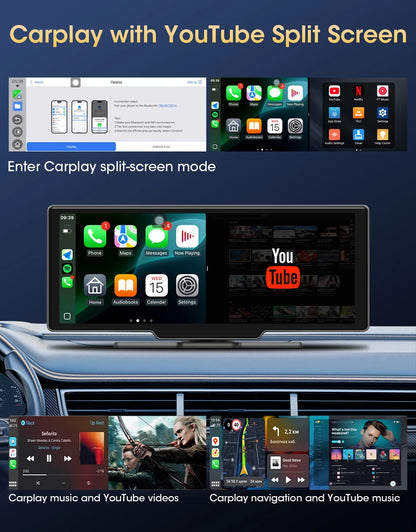Srnubi 10.26" Car Play Screen Android WIFI Car Multimedia Player Wireless Carplay Android Auto Car Screen for YouTube Netflix