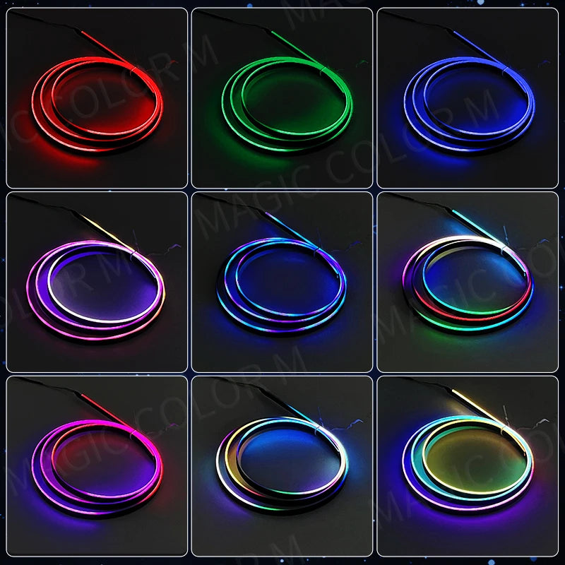 Vgetting Universal Car Ambient Lights LED Interior RGB Symphony Atmosphere Lamp USB APP Control Remote for Tesla Model 3 Y S X