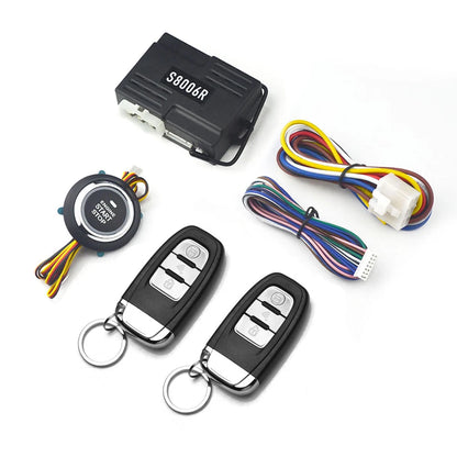 Universal Car Alarm Start Stop Ignition Button Keyless Start System Remote Start 2 Remote Controls Central locking system