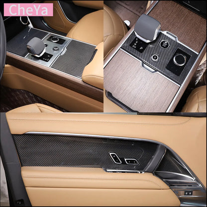 cheya Real Carbon Fiber Car Center Control Panel, Car Inner Door Panel for Land Rover Range Rover Vogue L460 2024+ Accessories