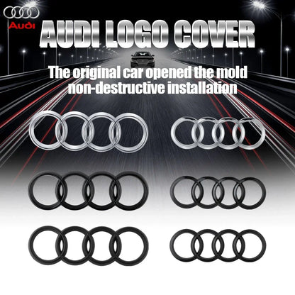 Black Silver ABS 4 Ring Car Hood Bonnet Front Grill Trunk Rear Emblem Logo Badge Sticker For Audi A3 A4 A5 A6 A7 TT Q2 Q3 Q5 Q8