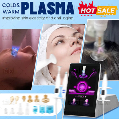 Medical Grade Plasma Therapy Device 8 in 1 Pigmentation Removal System with Adjustable Hot Cold Facial Treatment