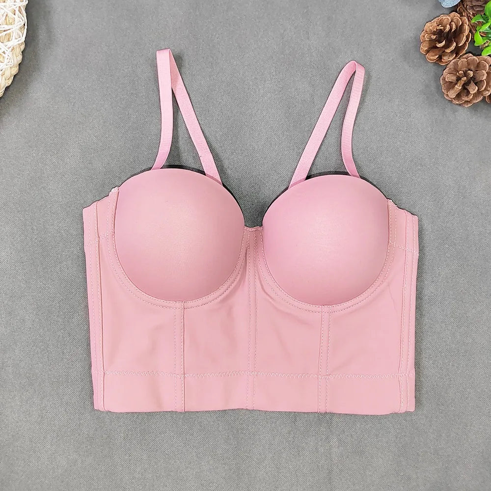 SXTHAENOO Summer 8 colors Fashion Mesh Push Up Bralet Women's Corset Simple Bustier Bra Night Club Party Sexy Cropped Top Vest