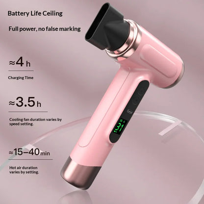 Portable USB Rechargeable Wireless Hair Dryer for Dormitories, High Wind Power for Students
