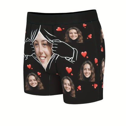 1Pc Personalized Custom Face Photo Men's Boxer Briefs -Customized Fun Men's Boxer Briefs for Valentine's Day &Anniversaries Gift