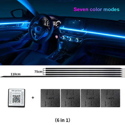 18/22 in 1 Led Acrylic Ambient Lamp 64 213 Color RGB Blutooth APP Control Car Atmosphere Lights Support One Zone Dual Zone 12V