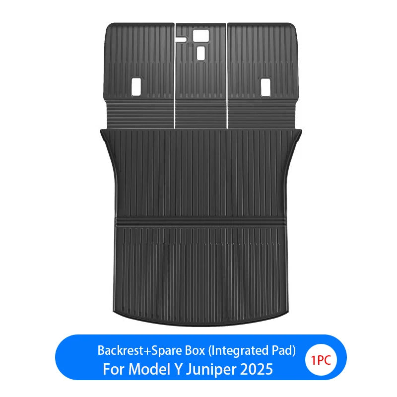For New Tesla Model Y Launch 2026+ Juniper 2026+ TPE Floor Mats & Cargo Liner, All Weather Trunk Mats Floor Liner Backrest Mats