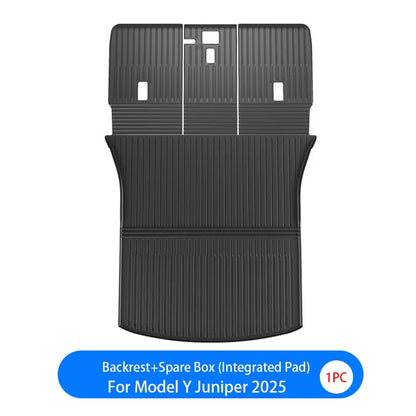 For New Tesla Model Y Launch 2026+ Juniper 2026+ TPE Floor Mats & Cargo Liner, All Weather Trunk Mats Floor Liner Backrest Mats
