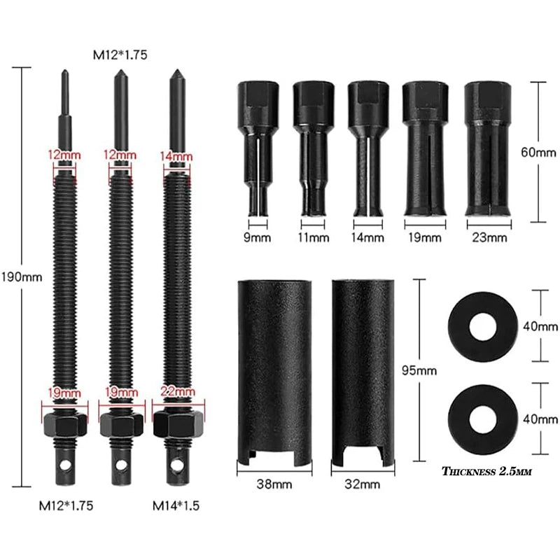 12PCS Motorcycle Inner Bearing Puller Set Blind Hole Bearing Removal Tool Kit Motorcycle Box Bearing Disassembly Tool