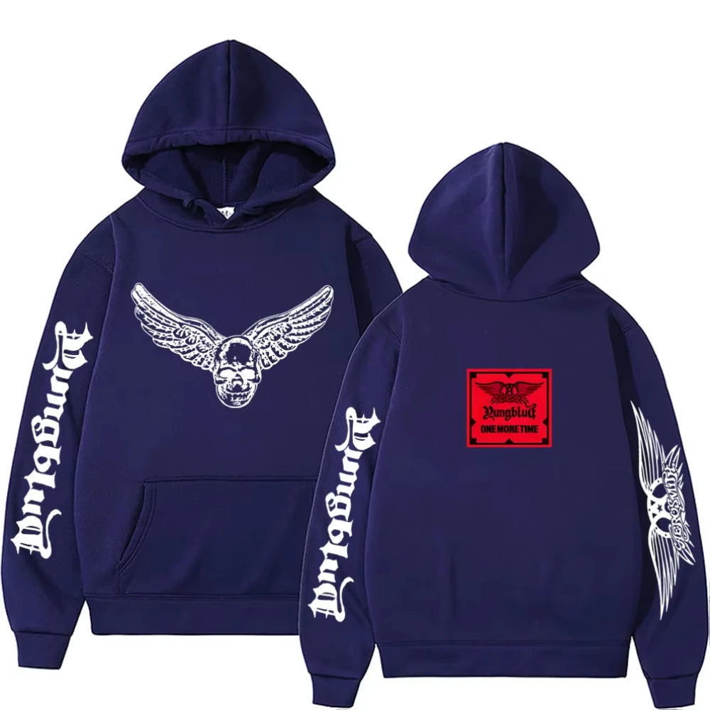 YUNGBLUD Skeleton Graphic Printed Hoodies Men Women Casual Fleece Vintage Sweatshirt Men's Hip Hop Oversized Pullover Streetwear