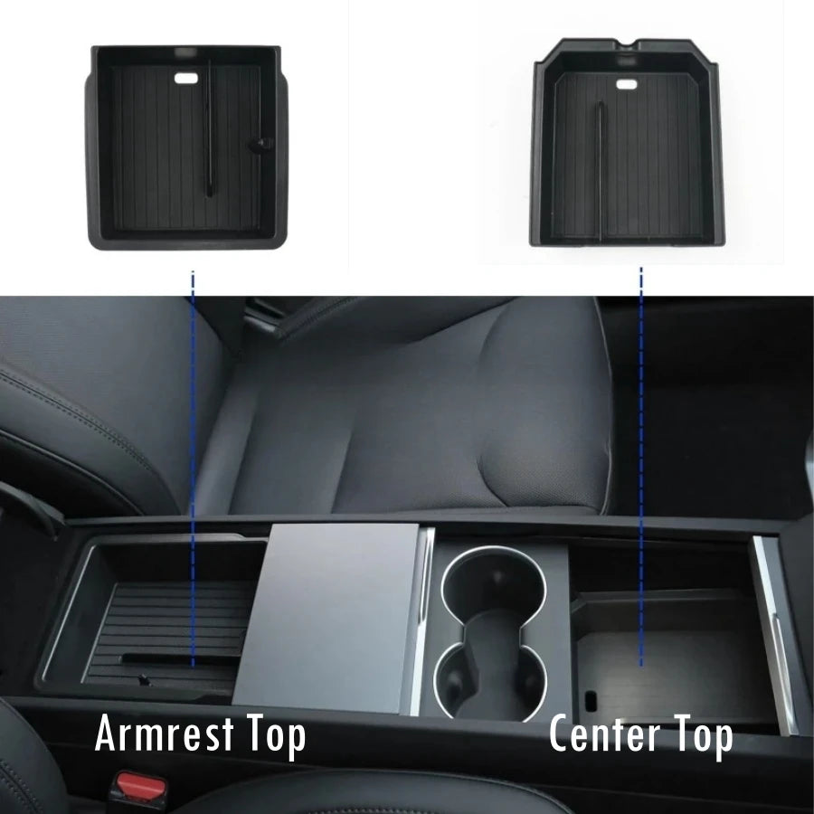 For Tesla Model Y 2025 2026 Center Console Organzier Tray Model 3 Highland 24-26 Armrest Box Hidden Storage Box Cup Holder