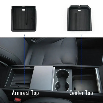 For Tesla Model Y 2025 2026 Center Console Organzier Tray Model 3 Highland 24-26 Armrest Box Hidden Storage Box Cup Holder