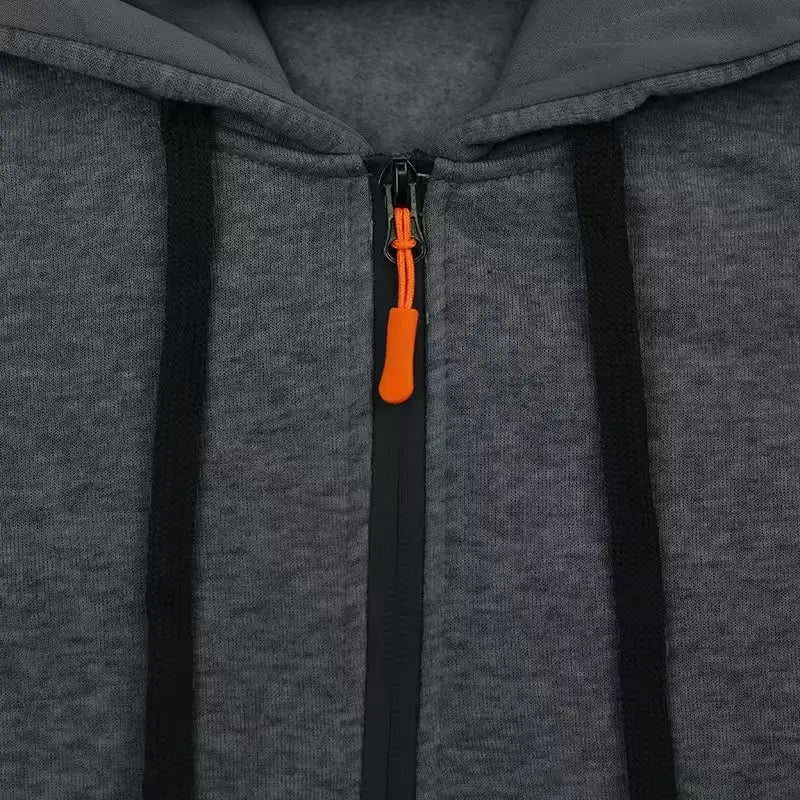 Men's Fleece Hooded Sweatshirt Set Trendy Solid Color Autumn Winter Sports Leisure European American Style 2025