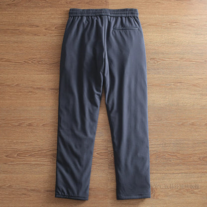 Men's Winter Outdoor Casual down Pants Elastic Waist Straight Leg Long Trousers Fashionable Warm Windproof Waterproof