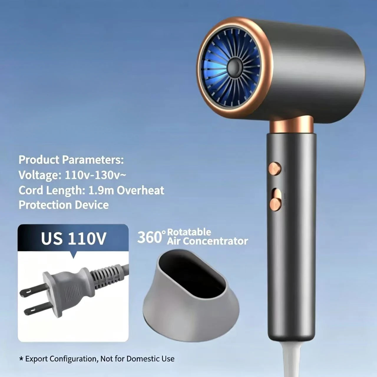 2400W High-Power 15 Second Fast Drying Negative Ion Constant Temperature Hot And Cold Air High-Speed Hair Dryer EU/US/UK Plug