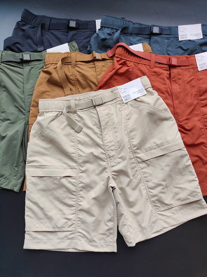 Men's and Women Solid Cargo Shorts with Pockets Casual Belted Sporty Track Shorts Pants
