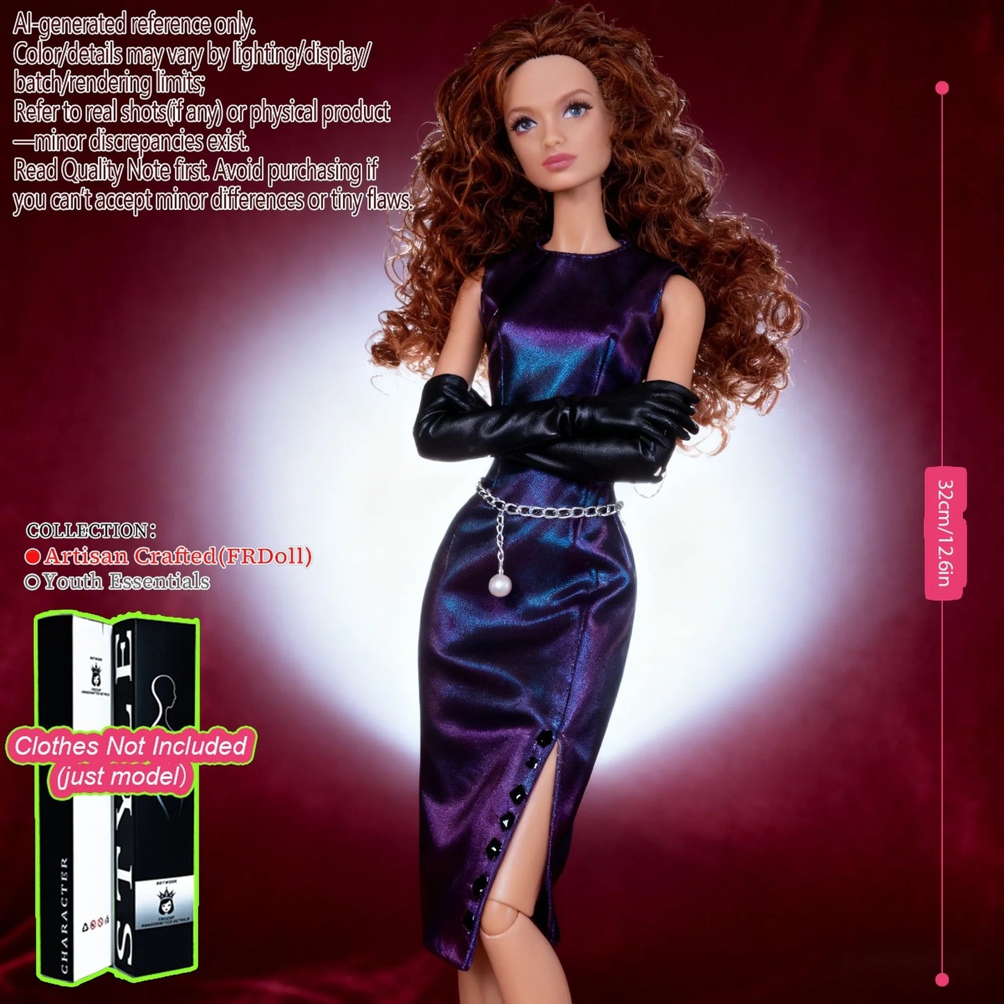 12.6in 1/6 Ball-Jointed BJD/MJD - 12-Joint Posable, Realistic Skin, Collector’s Premium Gift (Figure Only)