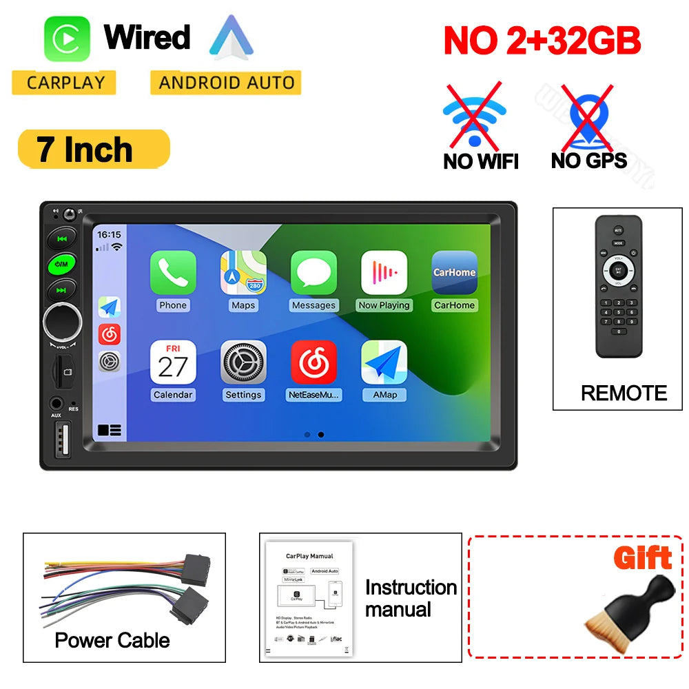 Universal 7"/9"/10“ 2DIN Android 13 4+64G Car Stereo Carplay Android Auto GPS Navigation Bluetooth FM RDS Radio WIFI Touchscreen