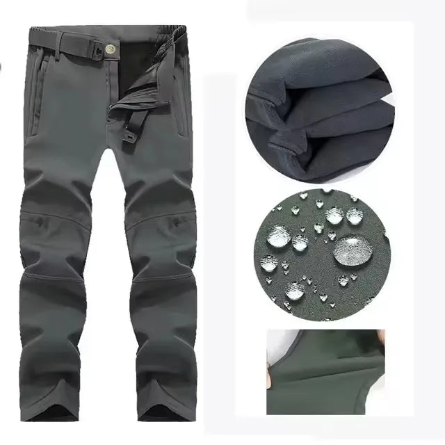 New Warm Winter Men Soft Shell Pants Travel Waterproof Outdoor Camping&Hiking Pants Fleece Windproof Skiing Trousers