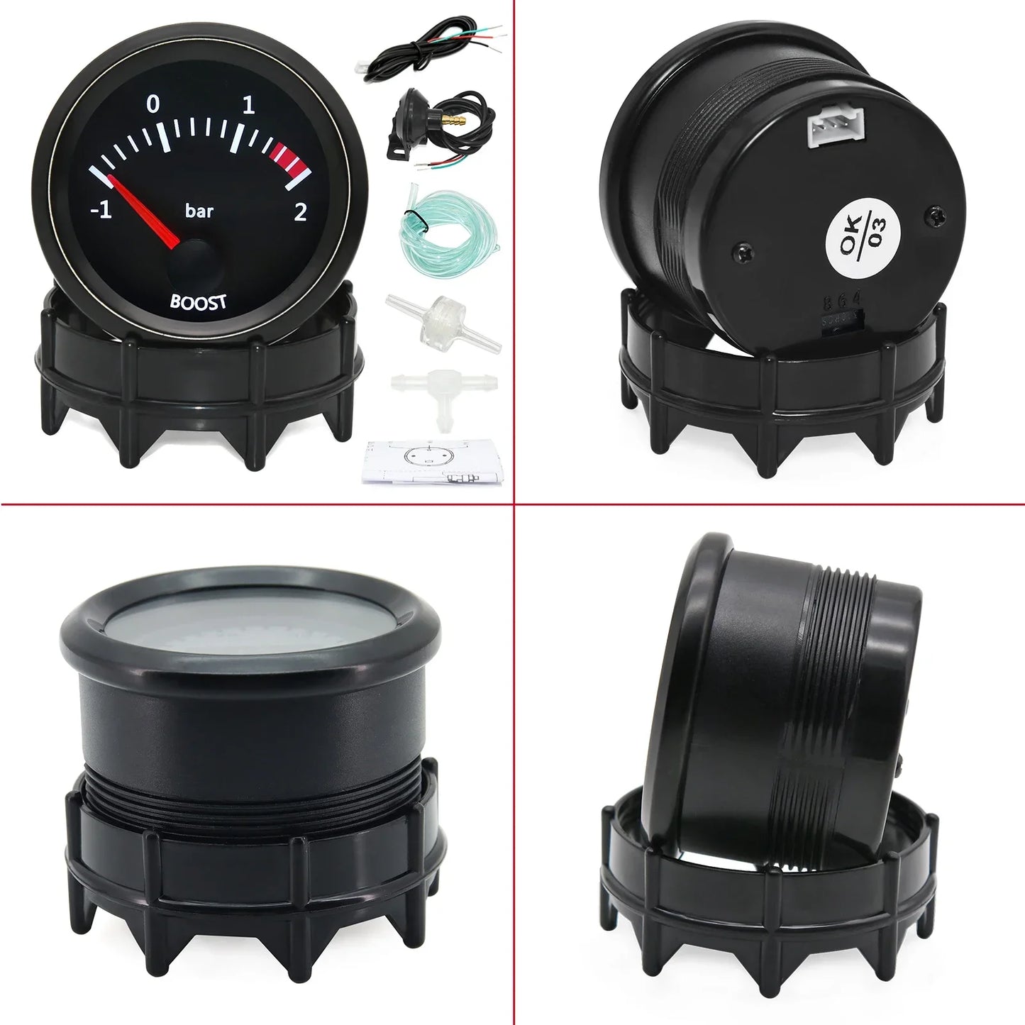 2'' 52mm Racing Car Indicator Water Temp Gauge Oil Temp Meter Voltmeter Oil Press Vacuum Boost Air Fuel Ratio EGT Instrument