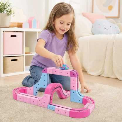 FUNXINEE NEW Technical Magnetic Track Car Electric Train Set Anti Gravity Railcar STEM DIY Building Blocks Vehicle Gift Girls