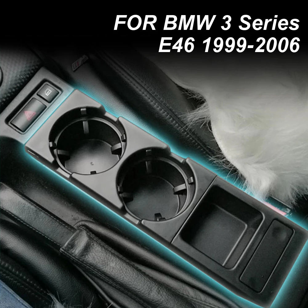 New Double Hole Car Styling Front Center Console Storage Box Coin + Cup Holder For BMW E46 Series 1999-2006 51168217953