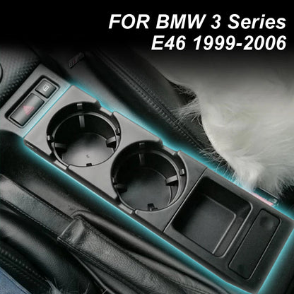 New Double Hole Car Styling Front Center Console Storage Box Coin + Cup Holder For BMW E46 Series 1999-2006 51168217953