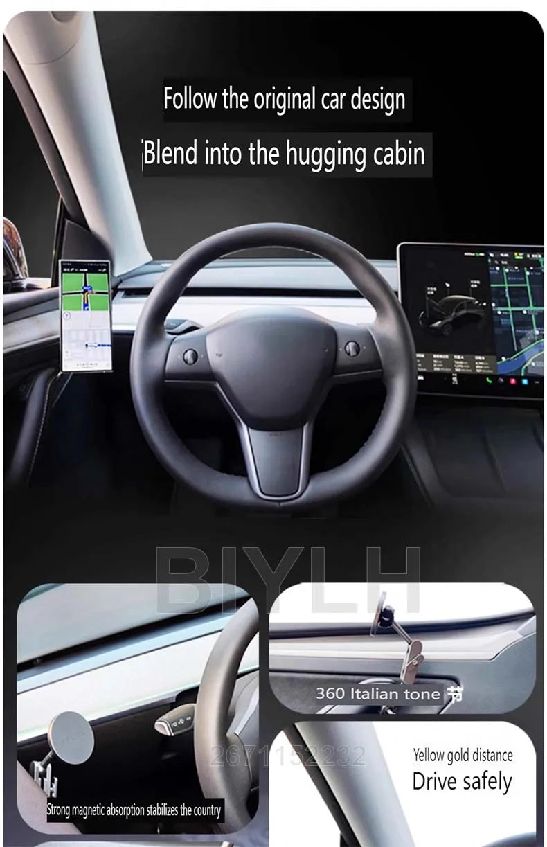 Car Metal Mobile Phone Holder For Tesla MODEL Y Model 3 Highland 2025 Powerful Magnetic Door Side Mobile Phone Holder Accessorie