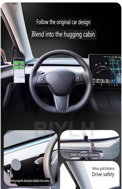 Car Metal Mobile Phone Holder For Tesla MODEL Y Model 3 Highland 2025 Powerful Magnetic Door Side Mobile Phone Holder Accessorie