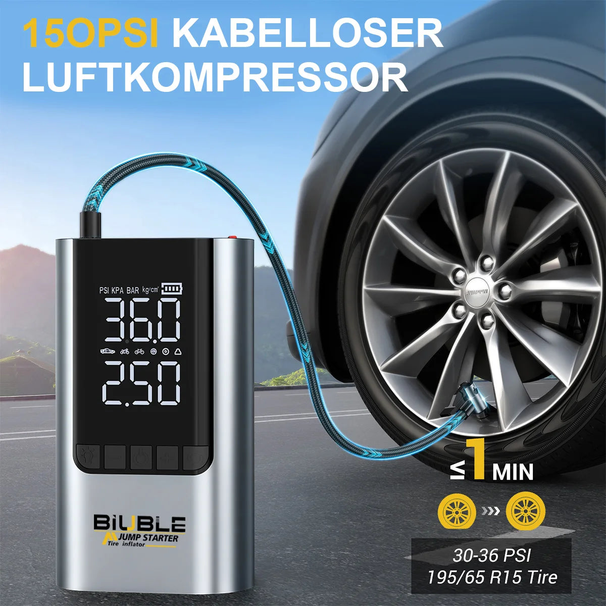 Portable Jump Starter Power Bank 150PSI Air Pump Booster External Battery Booster Super Capacity Motorcycle Jump Start