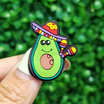 New 1-100pcs Cartoon Fruit Avocado Mom Love Guitar PVC Shoe Charms Accessories Hole Slippers Decorations Kids Birthday Present