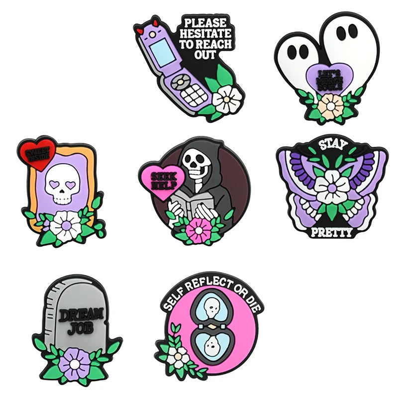4-100pcs Halloween Pink Ghost Classic PVC Shoes Charm Alligator Charm Accessories Fit Bracelet Boys Girl Xmas party gifts