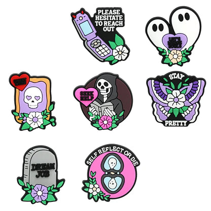 4-100pcs Halloween Pink Ghost Classic PVC Shoes Charm Alligator Charm Accessories Fit Bracelet Boys Girl Xmas party gifts