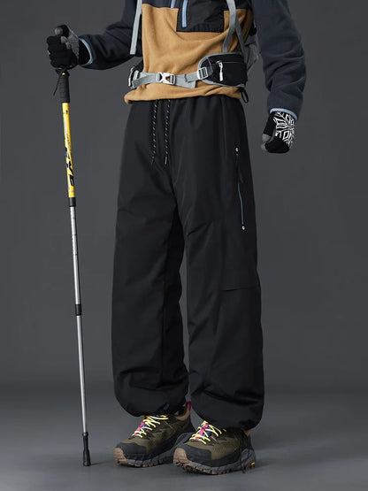 Large Size Winter Outdoor Casual Duck down Thermal Thickened Straight Leg Pants Men's Hiking Trousers Windproof And Cold-resi...