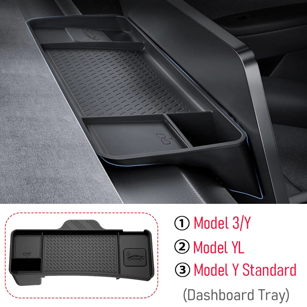 For Tesla Model Y Juniper Model 3 Model YL Dashboard Storage Tray Center Console Organizer Screen Rear Phone ETC Box Accessories
