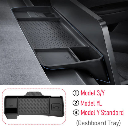 For Tesla Model Y Juniper Model 3 Model YL Dashboard Storage Tray Center Console Organizer Screen Rear Phone ETC Box Accessories