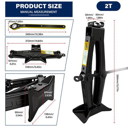 2 Ton Scissor Jack Set，Car SUV Auto Jack Kit with Extendable Wheel Wrench,Labor-Saving Repair & Tire Replacement Tool