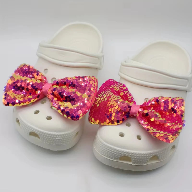 New 2PCS Winter Bow Shoe Charms Durable Fashion Accessories for Women'S Shoes Diy Decorative Y2K Footwear Accessories Xmas Gifts
