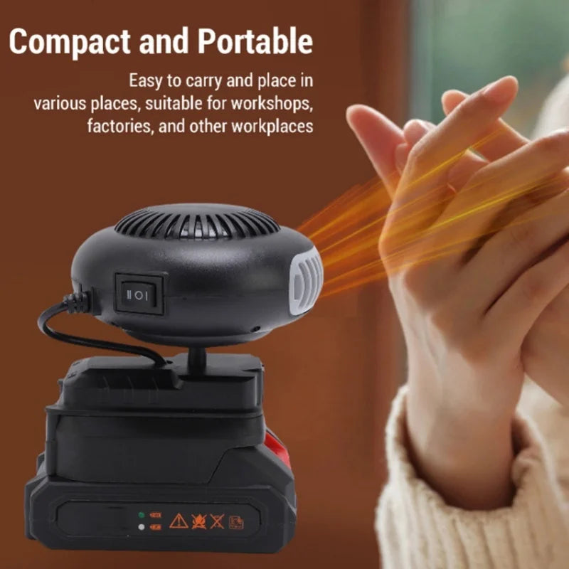 Portable Cordless Heater Fan For Car Defogging Office Indoor Use Battery Powered Quiet Space Warmer