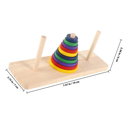 2Pcs Colorful Wooden Hanoi Tower Brain Teaser Intellectual Puzzle Game for Adults Thinking Stress Relief Challenge