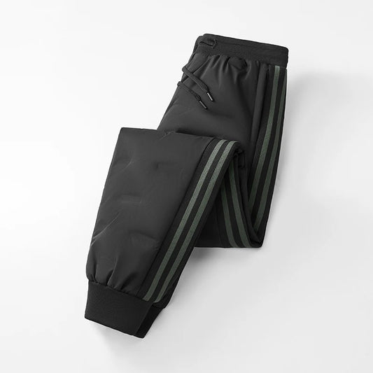 Graphene Heating High Fluffy 90 White Goose down Winter Men's Pressed Glue Filled Windproof Warm Trousers with Ankle Zipper
