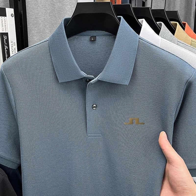 Korean-Style 100%cotton Men Summer Short-Sleeved Polo Shirt Lapel Button Various Colors Stamp Leisure Hot-Selling Men's Clothing