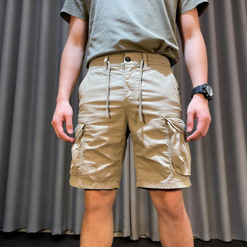 Cargo Shorts Man Big Pocket Casual Work Pants Loose Fit Drawstring Sports Male Outfit Shorts High Street Short Pants Clothing