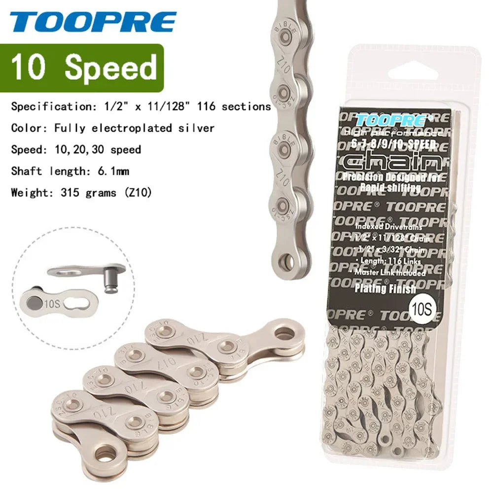 TOOPRE Bicycle chain 6 7 8 9 10 11 12 speed MTB Road bike Chain Single Speed Velocidade Electroplated Silver Golden Chain 116L