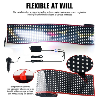 LED Devil Eyes Ambient Light Flexible Windshield Pixel Panel APP Control Custom Text Animation Music Sync For Car SUV Bus Truck