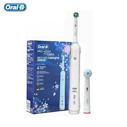 Oral B Electric Toothbrush Pro 4000 3D Action Daily Clean Teeth Visible Pressure Sensor 4 Modes Gum Cares Waterproof Rechargeabl